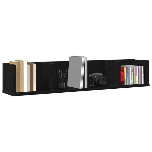 Berkfield Home Modern CD Wall Shelf Black Oak 100x18x18 cm Engineered Wood - Size: 100 x 18 x 18 cm - image 1