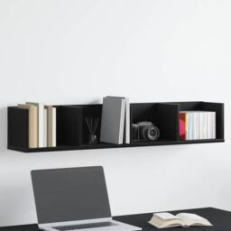 Berkfield Home Modern CD Wall Shelf Black Oak 100x18x18 cm Engineered Wood - Size: 100 x 18 x 18 cm - thumbnail 2
