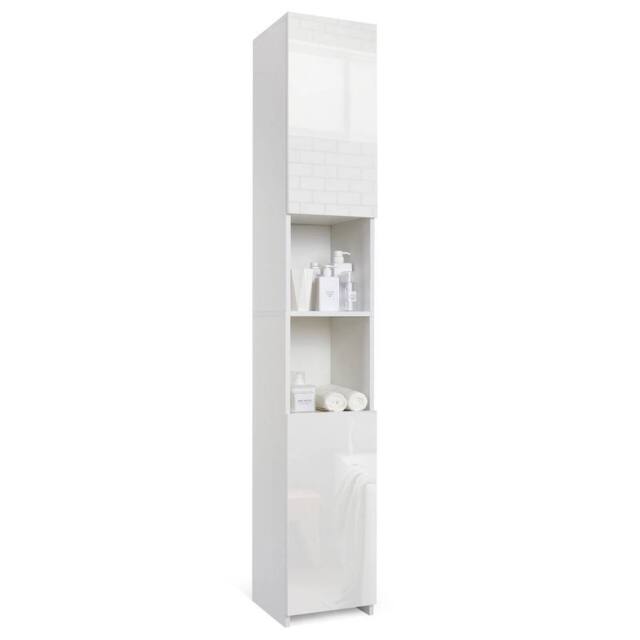 SPETLEK 183cm High Gloss Tall Bathroom Cabinet in White - Size: 0.6m2 - image 1