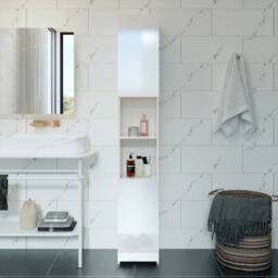 SPETLEK 183cm High Gloss Tall Bathroom Cabinet in White - Size: 0.6m2 - thumbnail 4