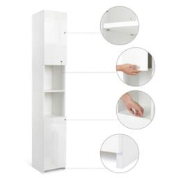 SPETLEK 183cm High Gloss Tall Bathroom Cabinet in White - Size: 0.6m2 - thumbnail 3