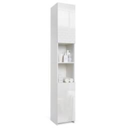 SPETLEK 183cm High Gloss Tall Bathroom Cabinet in White - Size: 0.6m2 - thumbnail 1