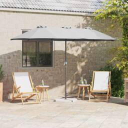 Berkfield Home Modern Garden Parasol Sand 380 x 196 x 235 cm Powder-coated steel in Light Sand - thumbnail 2