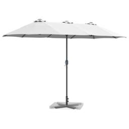 Berkfield Home Modern Garden Parasol Sand 380 x 196 x 235 cm Powder-coated steel in Light Sand - thumbnail 1
