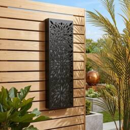 Garden Greatness Solar Metal Flower Design LED Wall Panel in Black - thumbnail 2