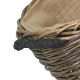 Red Hamper Wicker Oval Hessian Lined Log Basket in Brown - thumbnail 2