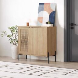 FWStyle 2 Door Sideboard Cabinet Sapphire Oak Modern Design in Brown - thumbnail 1
