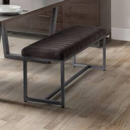 Cheshire Premium Kingsley Upholstered Bench in Dark Brown with Gunmetal Frame - thumbnail 2