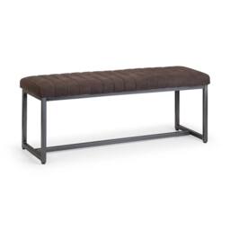 Cheshire Premium Kingsley Upholstered Bench in Dark Brown with Gunmetal Frame