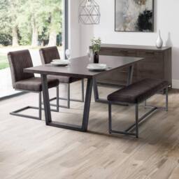 Cheshire Premium Kingsley Upholstered Bench in Dark Brown with Gunmetal Frame - thumbnail 7