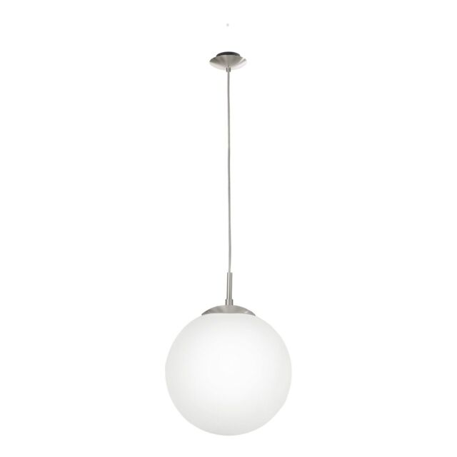 Loops Pendant Light Colour Satin Nickel Shade White Glass Opal Matt Bulb E27 1x60W in Metallics - image 1