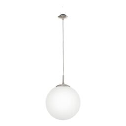 Loops Pendant Light Colour Satin Nickel Shade White Glass Opal Matt Bulb E27 1x60W in Metallics