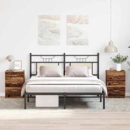 Berkfield Home Bedside Cabinets 2 pcs Old Wood 38x35x55 cm Engineered Wood - Size: 38 x 35 x 55 cm - thumbnail 3
