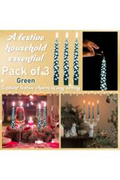 Deco Express Christmas Tree Candles Set of 3 Dinner Candles 7 Hr Burn Xmas Gift Set in Green - thumbnail 3
