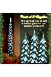 Deco Express Christmas Tree Candles Set of 3 Dinner Candles 7 Hr Burn Xmas Gift Set in Green - thumbnail 5