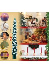 Deco Express Christmas Tree Candles Set of 3 Dinner Candles 7 Hr Burn Xmas Gift Set in Green - thumbnail 2