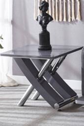 Modernique MDF Gloss Finish Side End Table in Grey - thumbnail 2