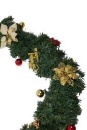 Living and Home 2.7m Christmas Garland with Poinsettia & Merry Christmas Sign in Gold - thumbnail 5