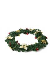 Living and Home 2.7m Christmas Garland with Poinsettia & Merry Christmas Sign in Gold - thumbnail 4