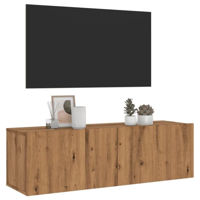 Berkfield Home Wall Mounted TV Cabinet Artisan Oak 100x30x30 cm Engineered Wood in Brown - Size: 100 x 30 x 30 cm - image 1