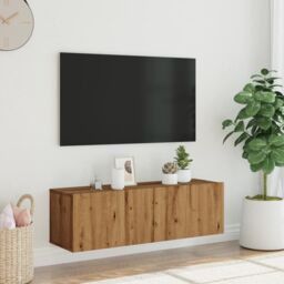 Berkfield Home Wall Mounted TV Cabinet Artisan Oak 100x30x30 cm Engineered Wood in Brown - Size: 100 x 30 x 30 cm - thumbnail 3
