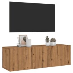 Berkfield Home Wall Mounted TV Cabinet Artisan Oak 100x30x30 cm Engineered Wood in Brown - Size: 100 x 30 x 30 cm - thumbnail 1