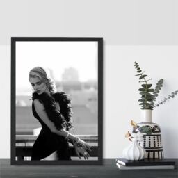 ARTZE Woman on a Paris Balcony Fashion Black & White Photo Framed Print SIZE: A3 with Black Frame - Size: A2 - thumbnail 2
