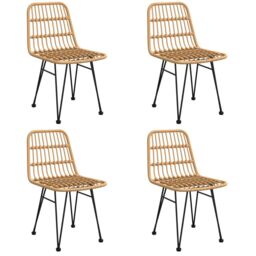 Berkfield Home 5 Piece Garden Dining Set Poly Rattan in Brown - thumbnail 4