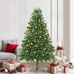 Berkfield Home Christmas Tree with 300 LEDs with Stand Green 210 cm PE - thumbnail 1