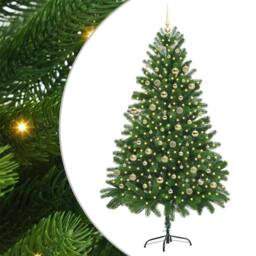 Berkfield Home Christmas Tree with 300 LEDs with Stand Green 210 cm PE - thumbnail 2
