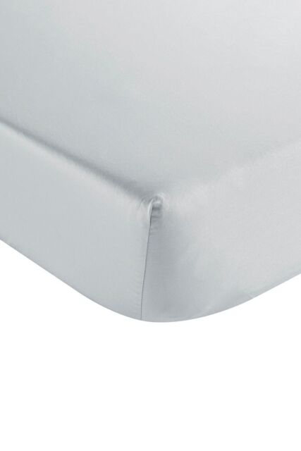 CHRISTY 400TC Luxury Cotton Sateen Plain Dye Bedding Fitted Sheets in Light Grey - Size: Super King Fitted - image 1