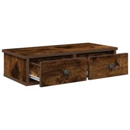 Berkfield Home Wall Shelf with Drawers Smoked Oak 60x25x15 cm Engineered Wood in Brown - Size: 60 x 25 x 15 cm - thumbnail 7