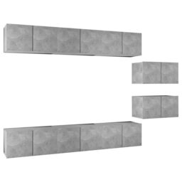 Berkfield Home TV Cabinets 8 pcs Concrete Grey Engineered Wood - thumbnail 2