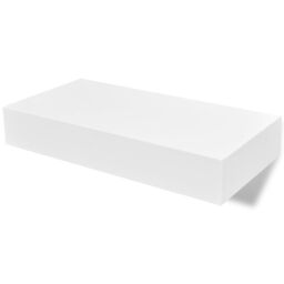 Berkfield Home White MDF Floating Wall Display Shelf 1 Drawer Book/DVD Storage - thumbnail 3