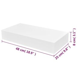 Berkfield Home White MDF Floating Wall Display Shelf 1 Drawer Book/DVD Storage - thumbnail 6