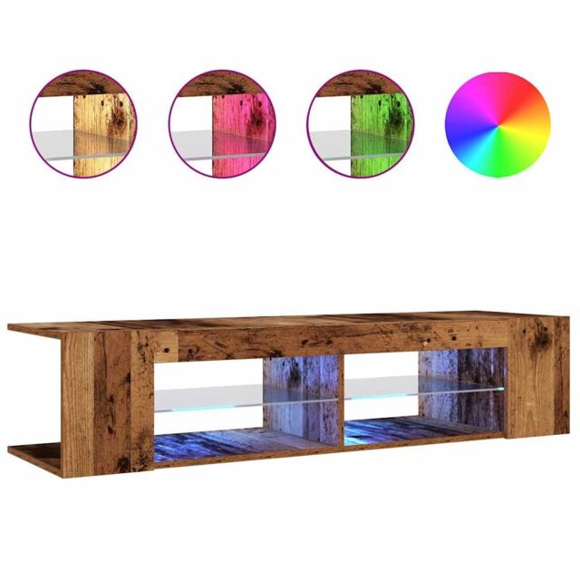 Berkfield Home TV Cabinet with LED Lights Old Wood 135x39x30 cm Engineered Wood - Size: 135 x 39 x 30 cm - image 1