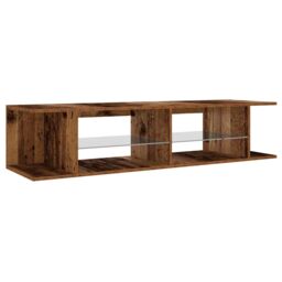 Berkfield Home TV Cabinet with LED Lights Old Wood 135x39x30 cm Engineered Wood - Size: 135 x 39 x 30 cm - thumbnail 9