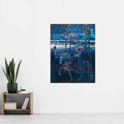 "Artery8 Riding Couple in Russian Cityscape Kandinsky Wall Art Poster Print in Blue - Size: W18"" x H24""" - thumbnail 4