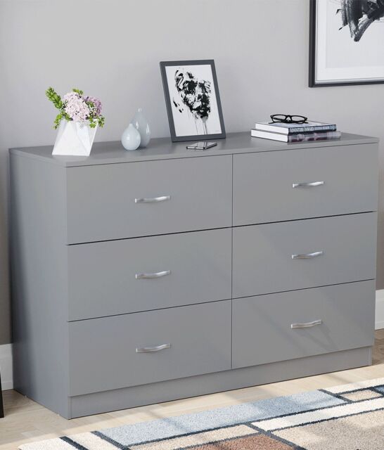Home Discount Vida Designs Riano 6 Drawer Chest of Drawers Storage in Grey - image 1