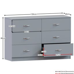 Home Discount Vida Designs Riano 6 Drawer Chest of Drawers Storage in Grey - thumbnail 2
