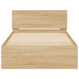 Berkfield Home Durable Bed Frame without Mattress with LED Lights Sonoma Oak 100 in Light Tan - thumbnail 7