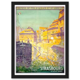 Artery8 Vintage Travel Advert Strasbourg France Blumer Railway Alsace Chemins Fer Lorraine Artwork Framed Wall Art Print A4 in Black - thumbnail 1