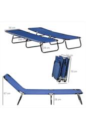ERGOVEXA Set of Two Metal Frame Folding Sun Loungers, Blue - thumbnail 2