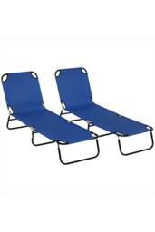 ERGOVEXA Set of Two Metal Frame Folding Sun Loungers, Blue