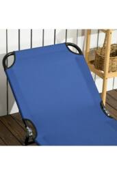 ERGOVEXA Set of Two Metal Frame Folding Sun Loungers, Blue - thumbnail 5