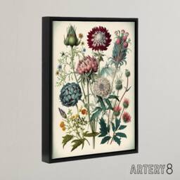 "Artery8 Vintage Ernst Haeckel Inspired Flowers Framed Canvas Wall Art Print - Size: W12"" x H16""" - thumbnail 2