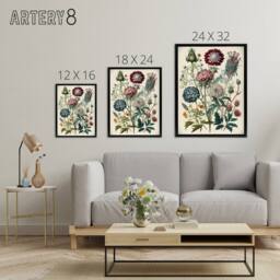 "Artery8 Vintage Ernst Haeckel Inspired Flowers Framed Canvas Wall Art Print - Size: W12"" x H16""" - thumbnail 4