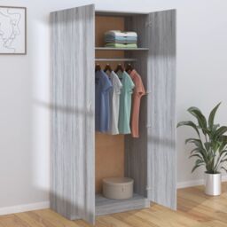 Berkfield Home Wardrobe Grey Sonoma 90x50x200 cm Engineered Wood - Size: 90 x 50 x 200 cm - thumbnail 6