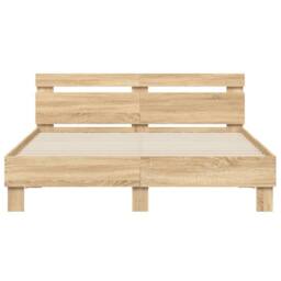 Berkfield Home Durable Bed Frame with LED without Mattress Sonoma Oak 140x200 cm in Light Brown - thumbnail 7