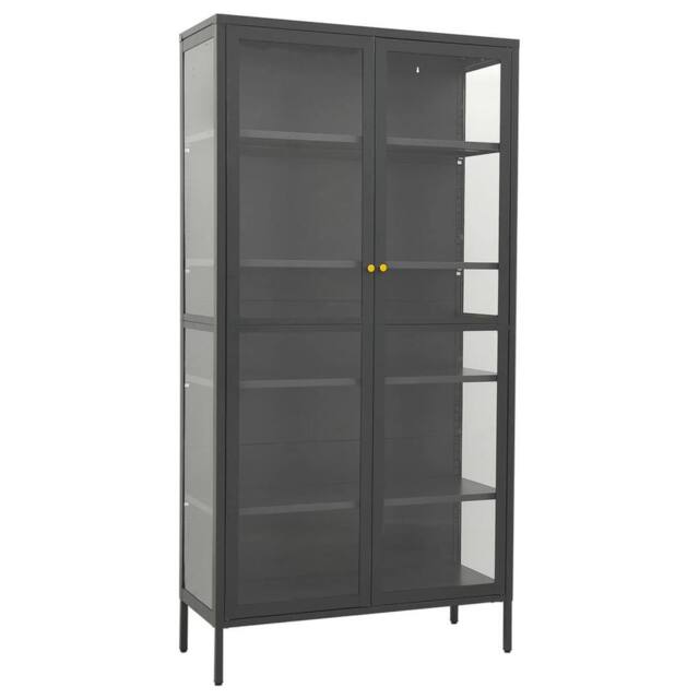 Berkfield Home Display Cabinet Anthracite 90x40x180 cm Steel & Tempered Glass in Black - Size: 90 x 40 x 180 cm - image 1
